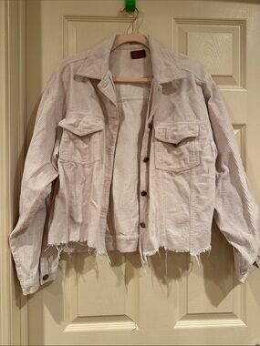 POL Light Beige Corduroy Button-Front Jacket